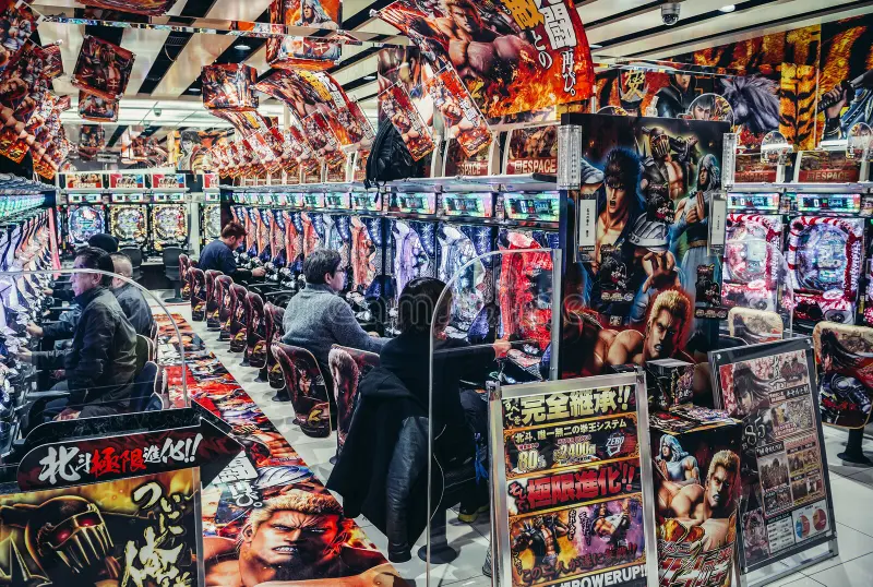 Modern pachinko venue interior